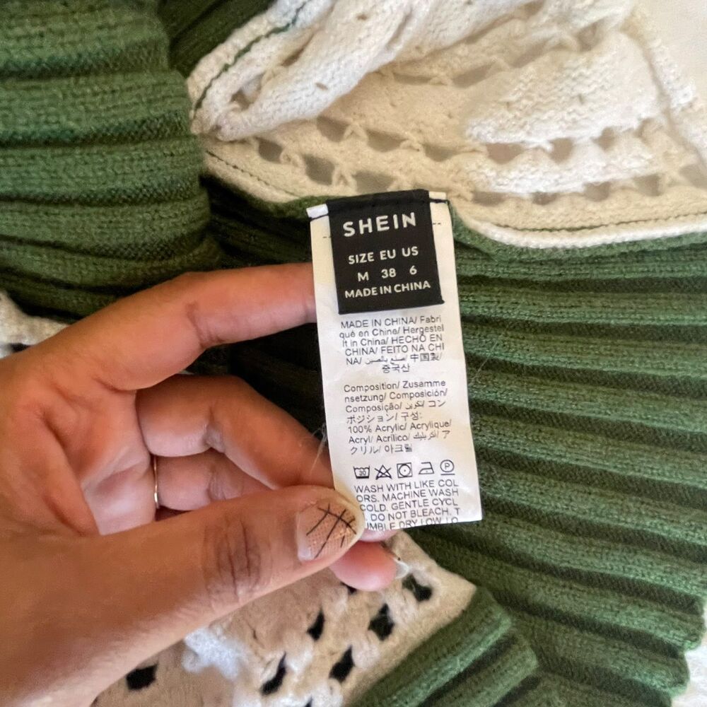 Womens M Olive Green Ribbed Knit Crochet Side Strapless Tube Top Button Front - Picture 4 of 6